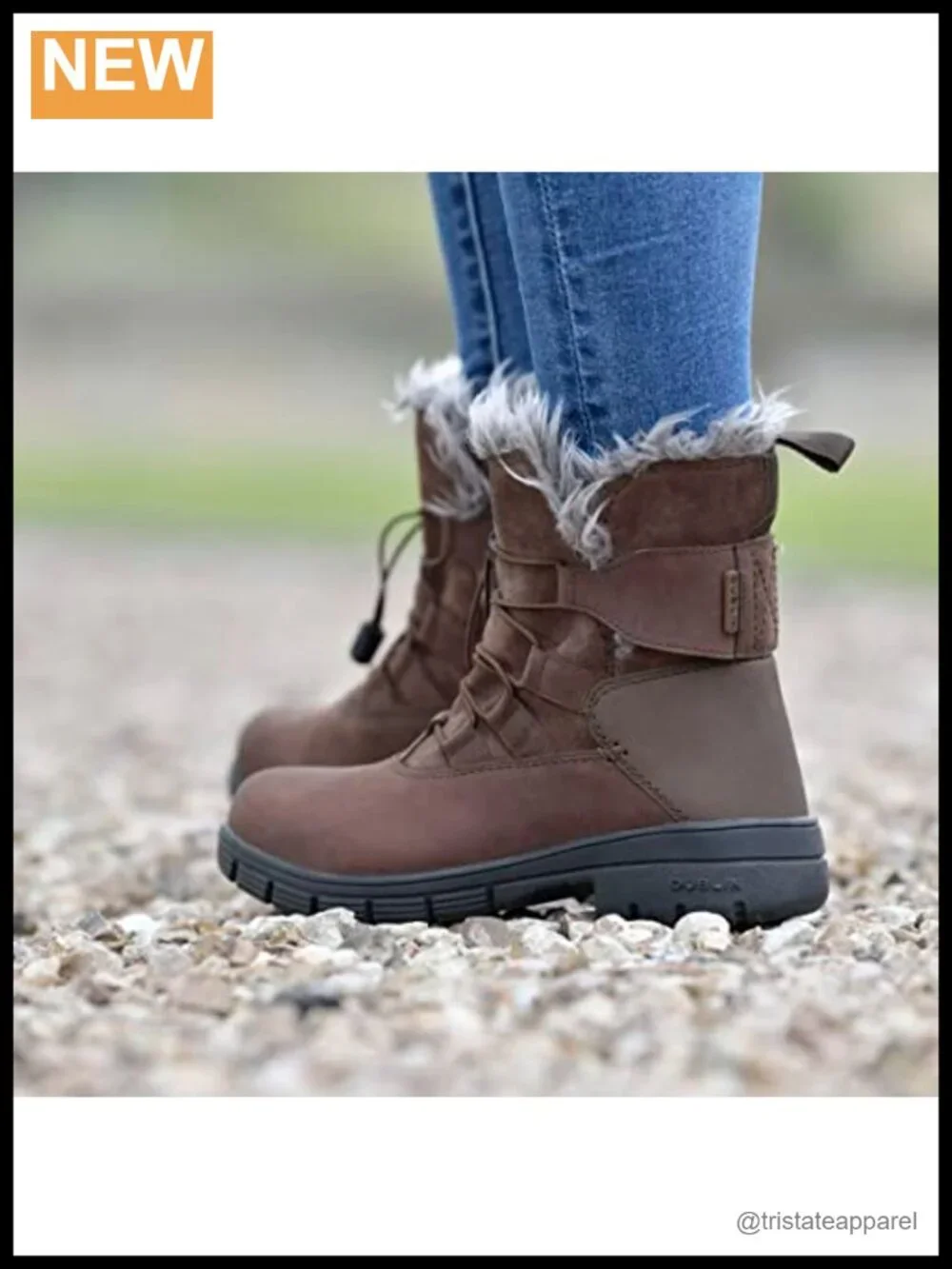 Dublin Women's Leather Equestrian Boots Waterproof Faux Fur Ankle